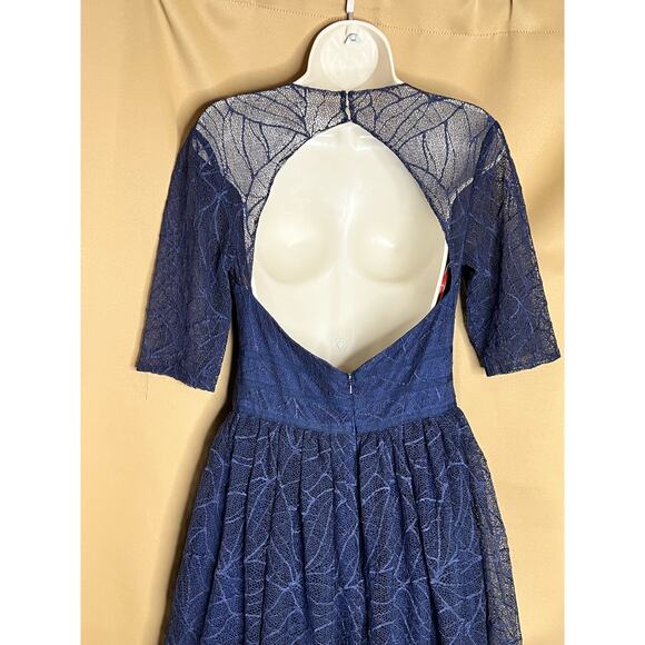 Monique Lhullier Navy Lines Dress 8 - Picture 9 of 14